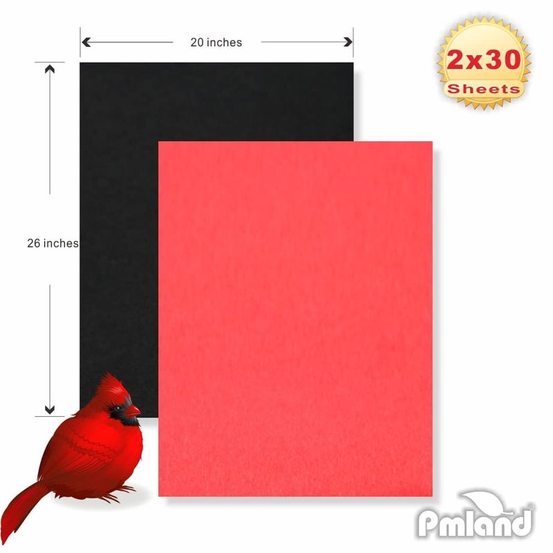 PM لاند مناديل تغليف الهدايا PMLAND - أسود وأحمر - 20 بوصة × 26 بوصة 60 ورقة - Image 3